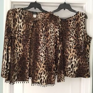 MSK Women cardigan and tank, animal print, beading, sz 2X, excellent condition